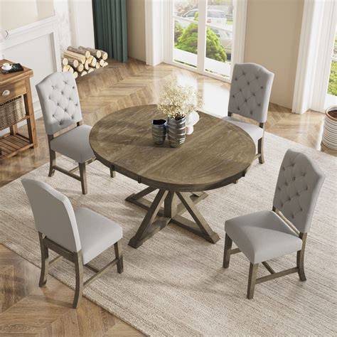 Buy Merax Piece Kitchen Dining Table Set Wood Round Dining Table Set