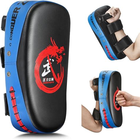 Flexzion Muay Thai Pads Blue Curved Kick Pad For Muay