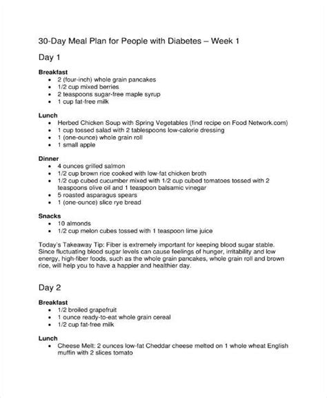 30 Day Meal Plan Template