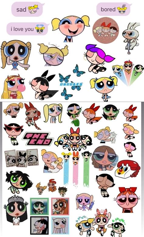 The Powerpuff Girls Stickers Are All Different Colors And Sizes But