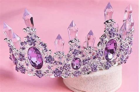 Purple New Rhinestone Tiara Headband Wedding Bride Princess Etsy