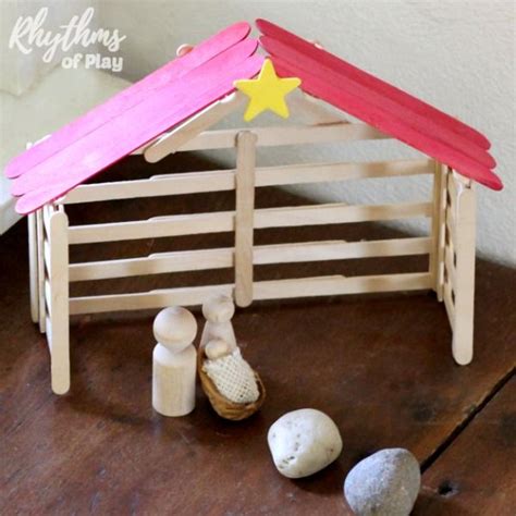 Popsicle Stick Nativity Stable Christmas Craft Nativity Scene Crafts