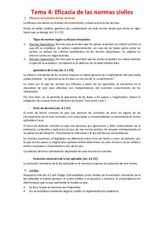 Tema 4 Eficacia De Las Normas Civiles Pdf