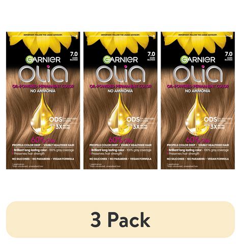 3 Pack Garnier Olia Oil Powered Adult Permanent Hair Color 7 0 Dark Blonde Walmart