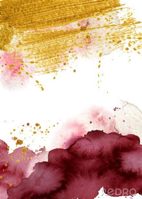 Poster Abstrait Aquarelle Texture Aquarelle Bourgogne Et Or Dessin