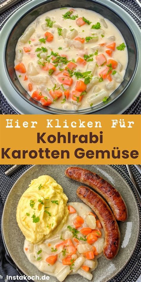 Kohlrabi Karotten Gem Se Mit Heller So E Kartoffelp Ree Und Bratwurst