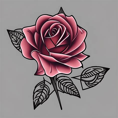 3d Neotraditional Tattoo Stencil Of A Gothic Rose · Creative Fabrica