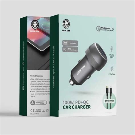 Buy Online Green Lion PD QC 100W Car Charger With Type C To Lightning