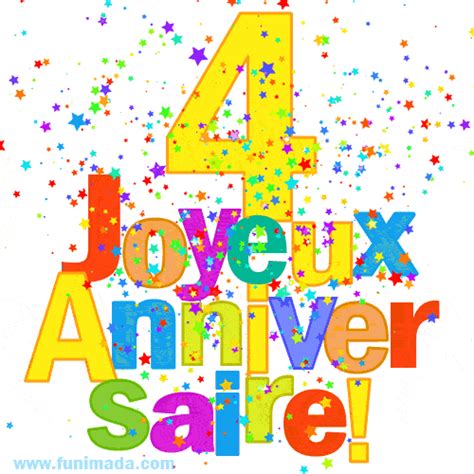 Image  Festive Et Colorée De Joyeux Anniversaire 4 Ans