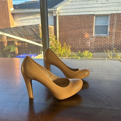 Nude Faux Snake Skin Heels Depop