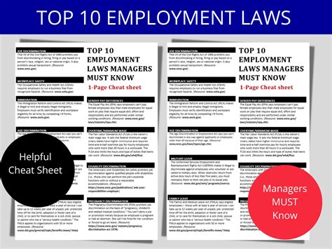 Employment Laws for Managers Top 10 Editable Word Doc HR Template HR Forms HR Documents Employee