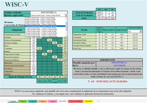 Wisc V Escala De Inteligencia De Wechsler Para Niños Corrección con