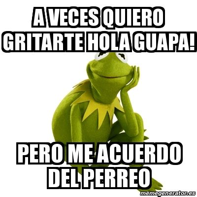 Meme Kermit The Frog A Veces Quiero Gritarte HOLA GUAPA Pero Me