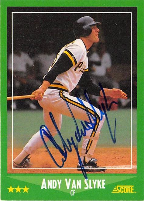 Andy Van Slyke Autographed Baseball Card Pittsburgh Pirates 1988