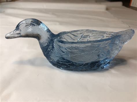 Vintage Westmoreland Blue Glass Duck Etsy