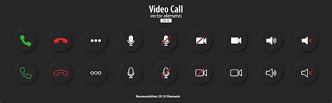 Premium Vector Set Of Video Call Icons Black Buttons With Video Chat