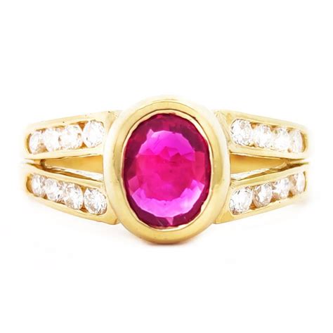 Carats Or Jaune Bague Ct Rubis Diamants Catawiki