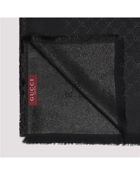 Gucci Gg Lurex Scarf Cashmere Leggero In Black Lyst Uk