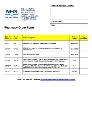 Fillable Online Communitypharmacy Scot Nhs Pharmacy Order Form