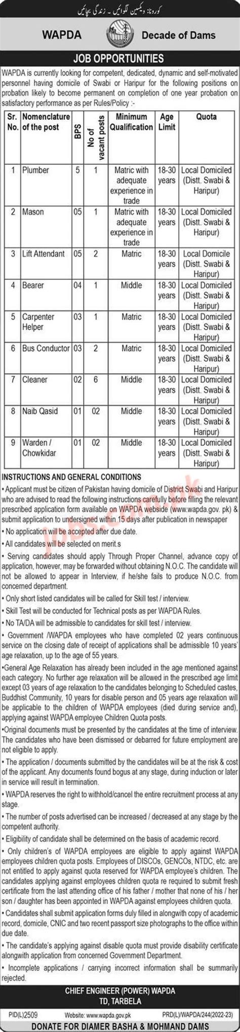 Wapda Jobs Latest Jobs In Wapda With Online Form Apply Today