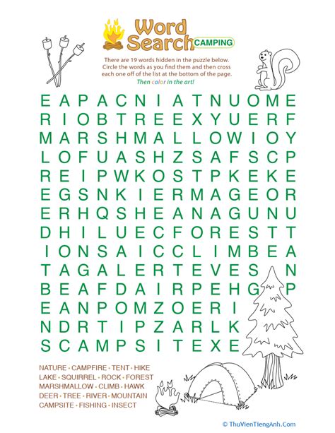 Word Search Camping Thư Viện Tiếng Anh