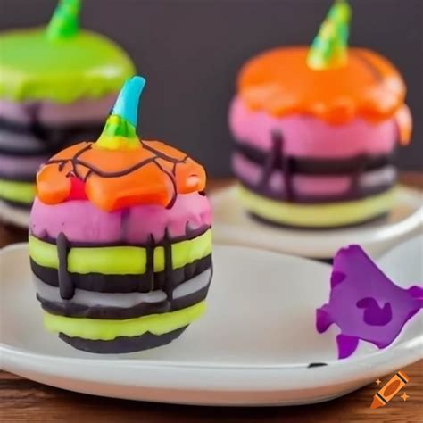 Colorful Halloween Desserts On A Table On Craiyon