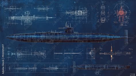 Submarine Blueprint A Detailed Overview, Submarine, Naval, Blueprint ...