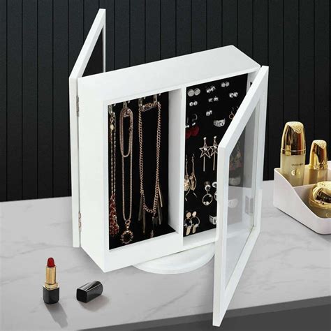 Ausway Degree Rotating Jewellery Cabinet Organiser Mirror Jewelry