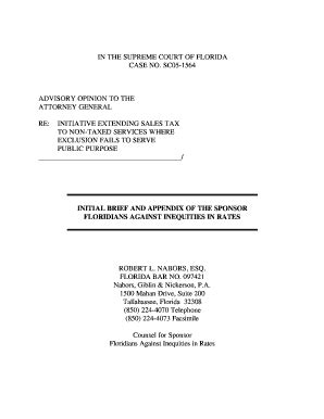 Fillable Online Law Fsu Initial Brief And Appendix Of The Sponsor