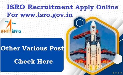 Isro Recruitment Apply Online For Post Isro Gov In