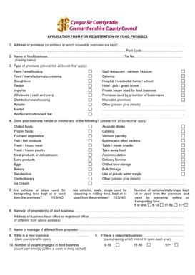 Fillable Online Sirgaerfyrddin Gov APPLICATION FORM FOR REGISTRATION OF