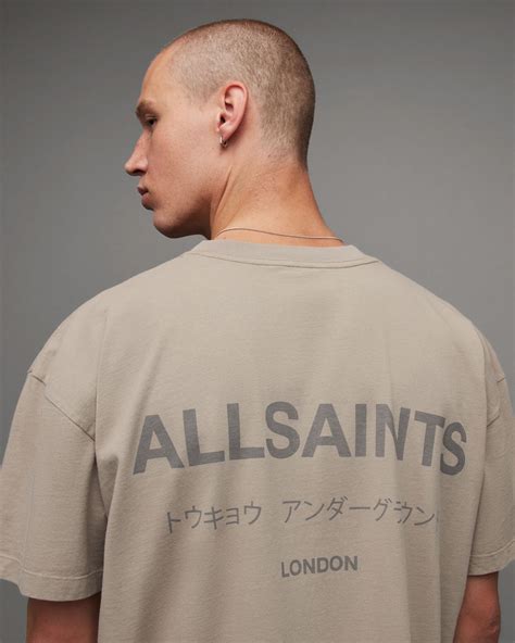 Underground Oversized Crew Neck T Shirt Stone Taupe Allsaints