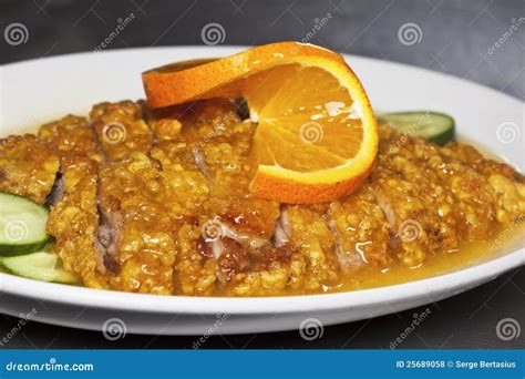 Close-up of Chinese Orange Duck Dish Stock Photo - Image of close ...