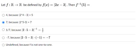 Solved Let F R→r Be Defined By F X ∣2x−3∣ Then F−1 5 4