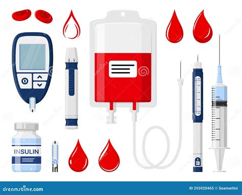 Diabetes Bloeddonatie En Insuline Injectie Vector Illustratie