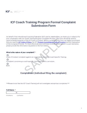 Fillable Online ICF Complaint Submission Form Samples Fax Email Print