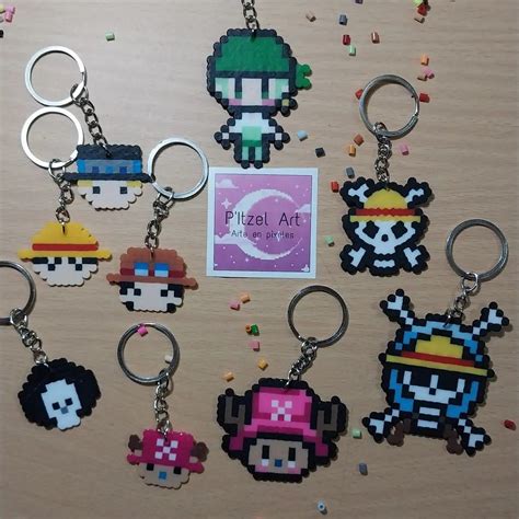 Llaveros One Piece Plantillas Hama Beads Perlas Fusibles Abalorios Hama