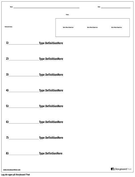 Ordbank Og Definisjoner Storyboard Av No Examples