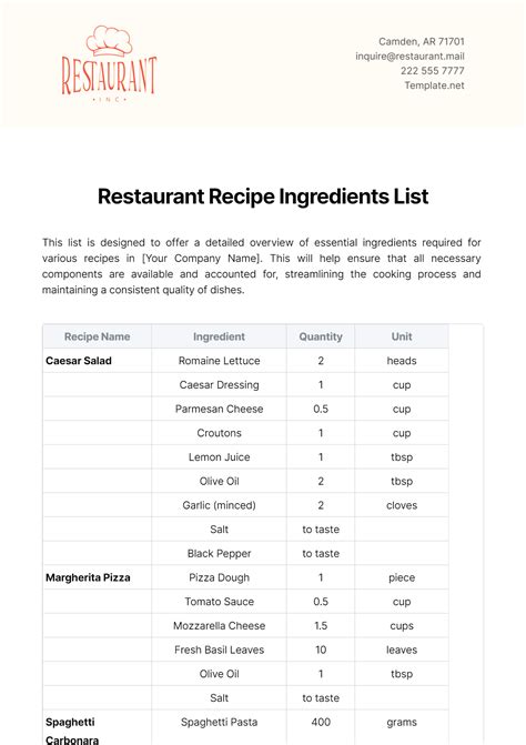 FREE Restaurant List Templates & Examples - Edit Online & Download ...