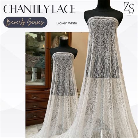 Jual Bahan Kain Kebaya Brokat Brukat Panel Chantily Santily Lace Semi