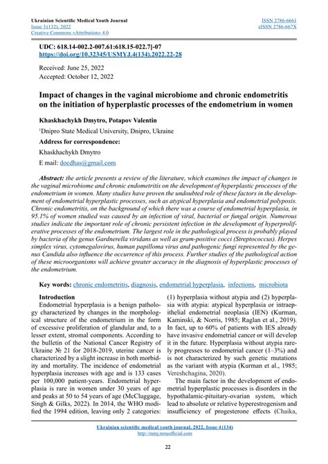 PDF Impact Of Changes In The Vaginal Microbiome And Chronic