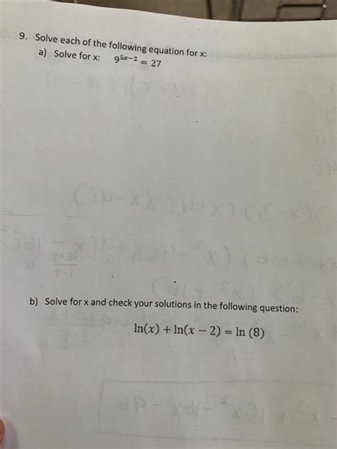 Solved 9. Solve each of the following equation for : a) | Chegg.com 