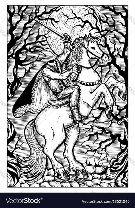 Headless Horseman Engraved Fantasy Royalty Free Vector Image