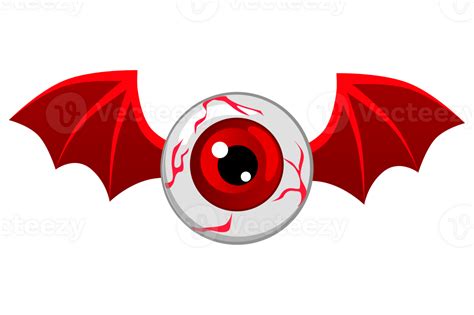 Red Flying Eyeball Illustration Of Flying Human Eyeball With Bat Or