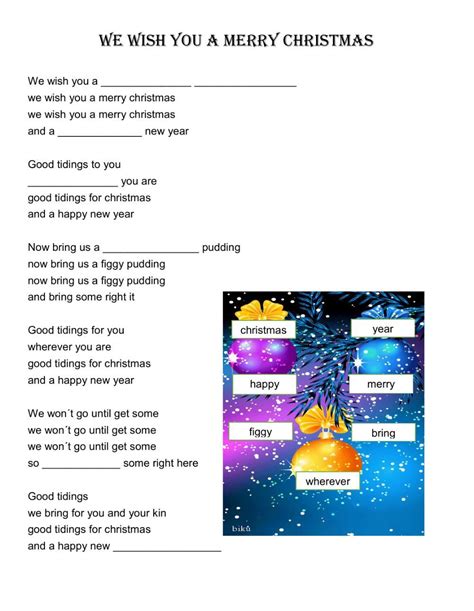 We Wish You A Merry Christmas Worksheet