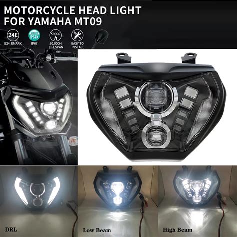 Mt09 Fz09 Mt07 2014 2019 Faróis Da Motocicleta Led Farol Montagem E24