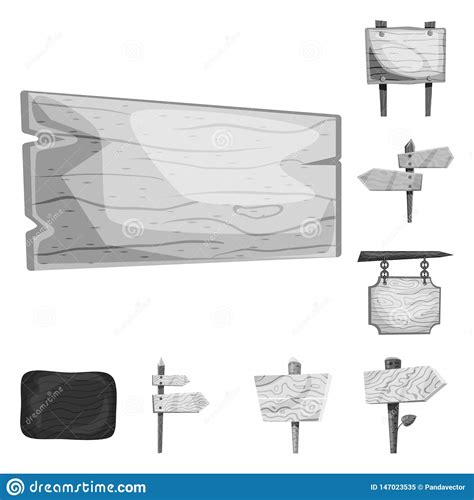 Vector Design Of Signboard And Wood Icon Set Of Signboard And Tree