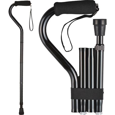 Folding Cane With Offset Handle Black Nova Medical Products