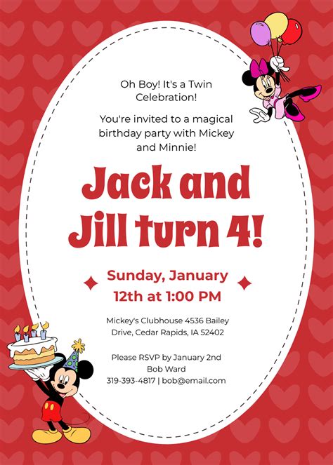 Mickey And Minnie Mouse Photo Birthday Invitations Free
