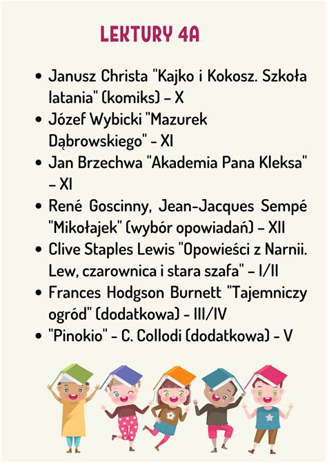 Lista Lektur Szko A Podstawowa Nr W Rzeszowie